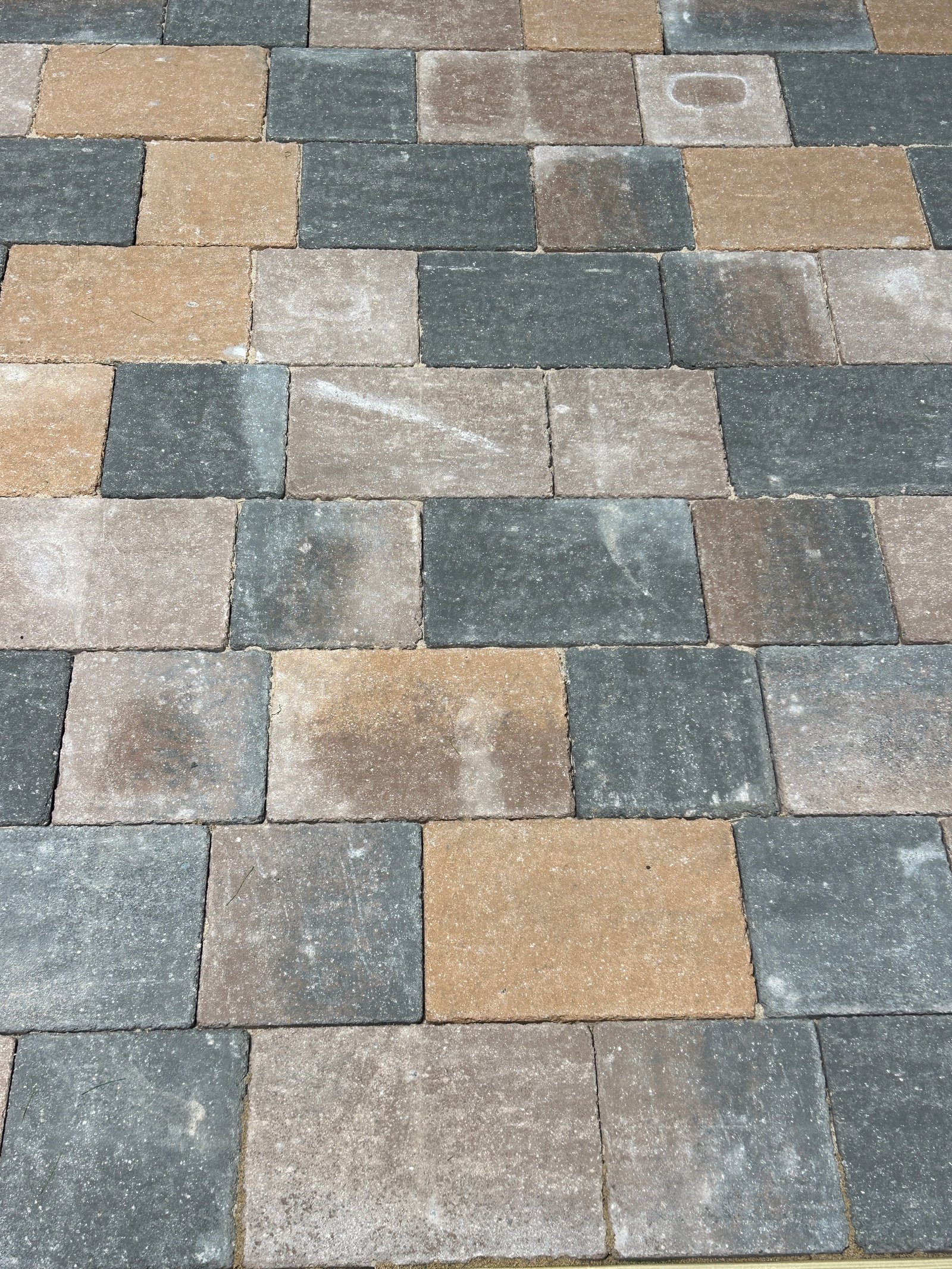 Close-up detail of block paving pattern and joint finish on Bilston driveway