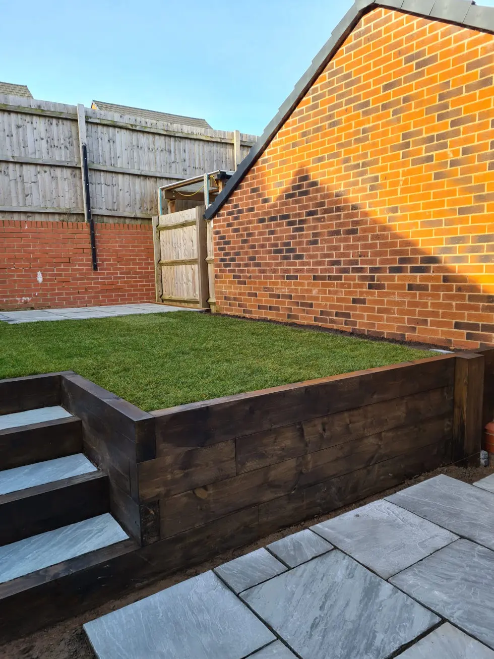 Porcelain garden patio installation in Bewdley by A & J Driveways