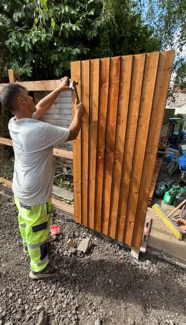 Timber panel fence installation in Stourbridge